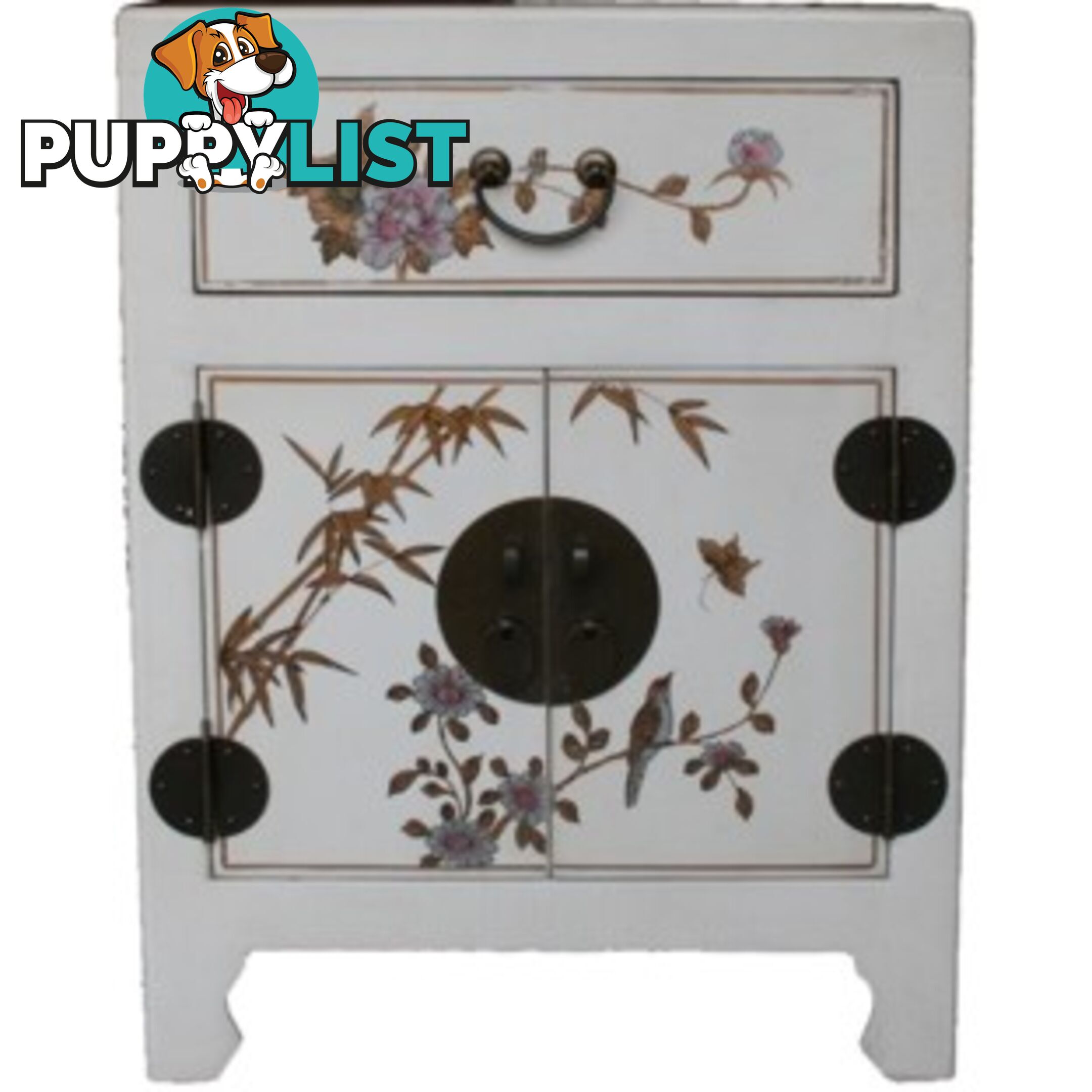 Hand Made White Painted Chinese Bedside Table