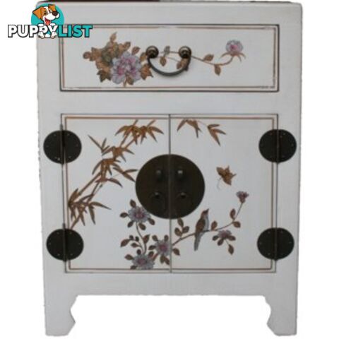 Hand Made White Painted Chinese Bedside Table