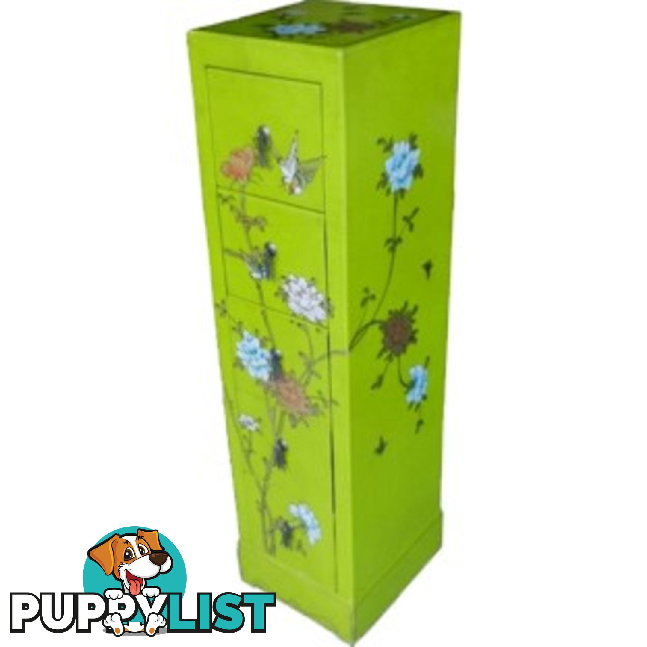 Green Chest of Drawers - 5 Drawers Oriental CD Storage Tower