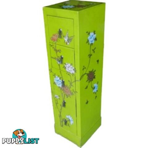 Green Chest of Drawers - 5 Drawers Oriental CD Storage Tower