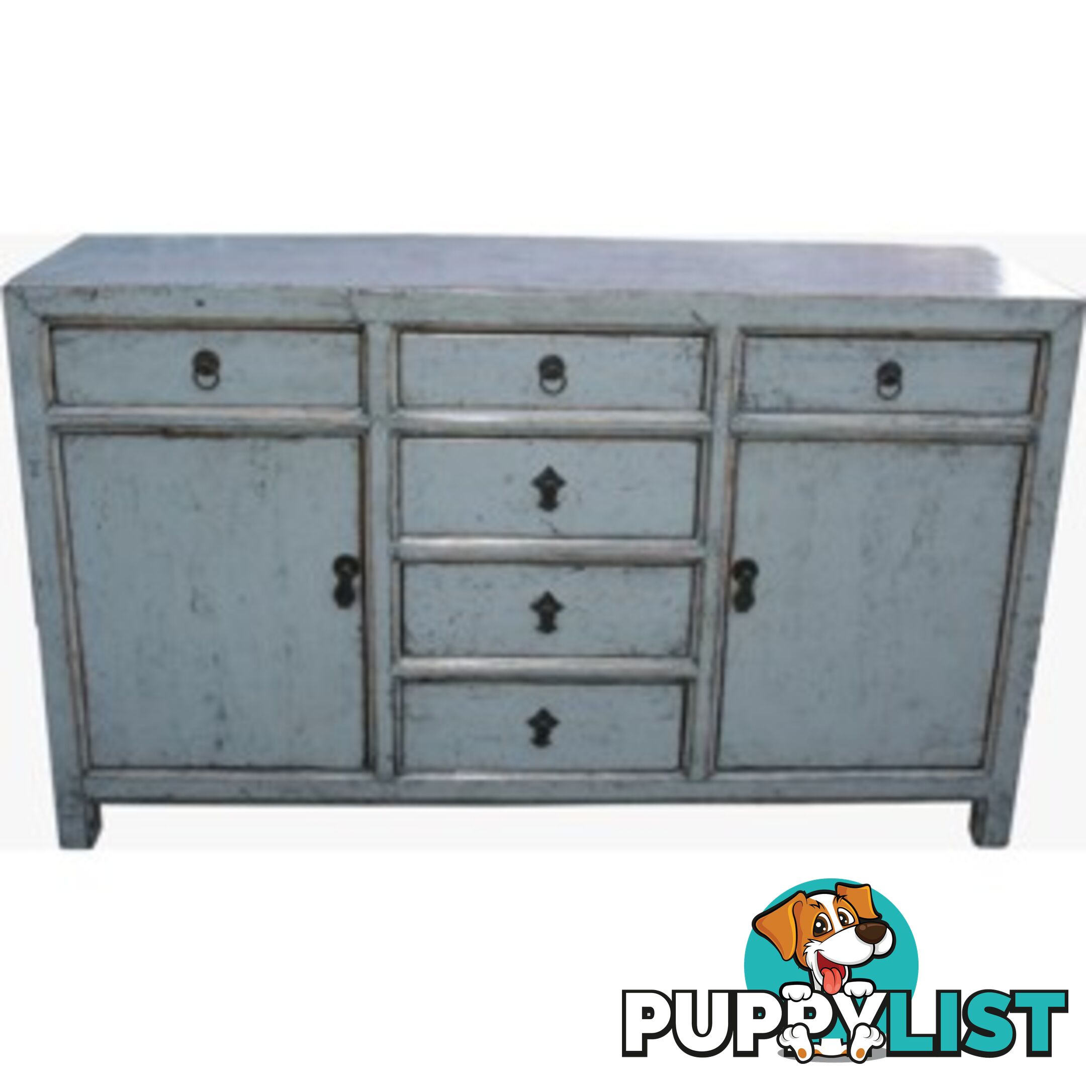 Original Chinese Grey Painted Sideboard Buffet