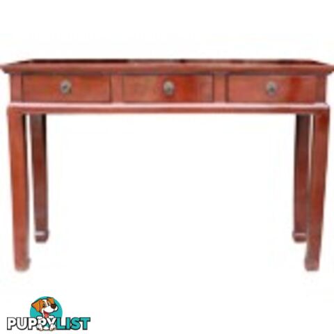 Chinese Original Maroon 3-Drawer Hallway Table