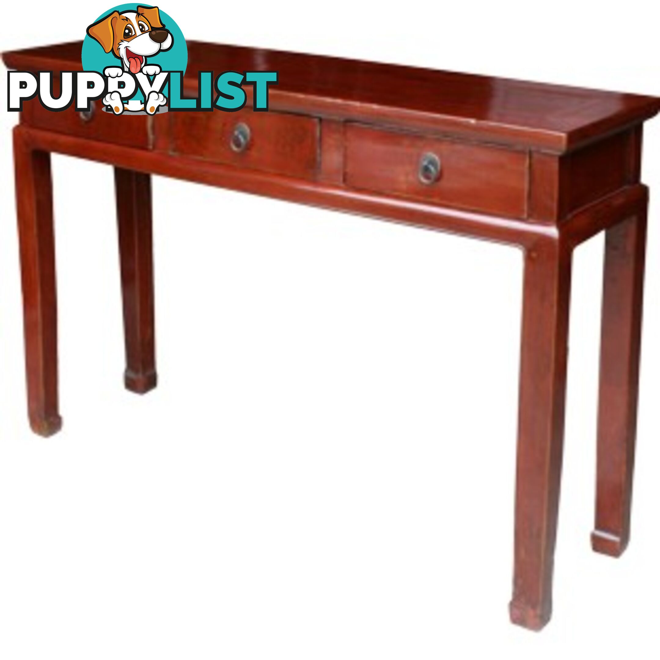 Chinese Original Maroon 3-Drawer Hallway Table