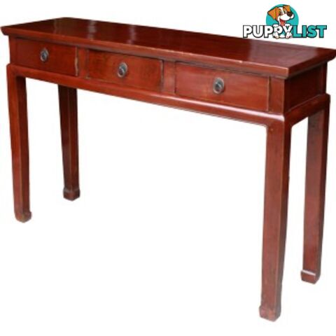 Chinese Original Maroon 3-Drawer Hallway Table