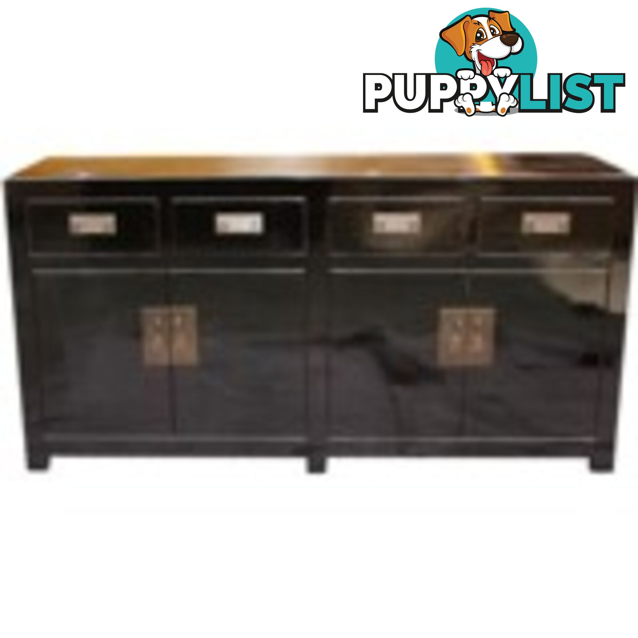 Black Lacquer Oriental Sideboard Buffet