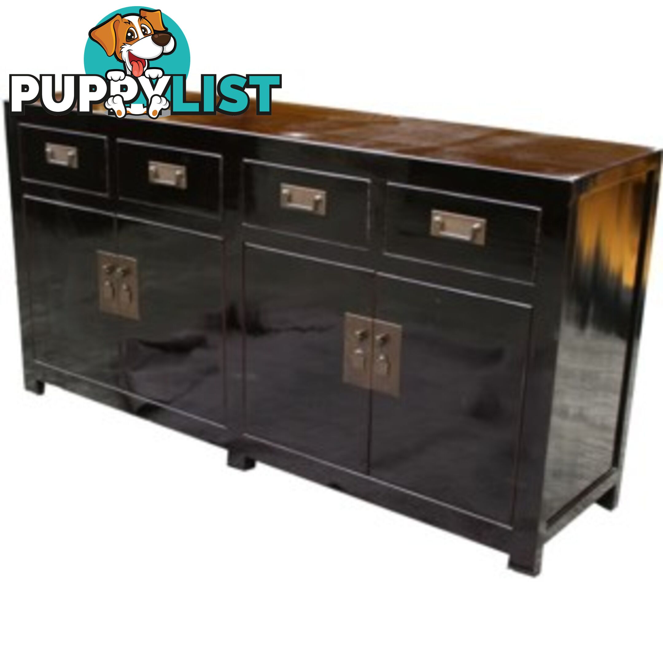 Black Lacquer Oriental Sideboard Buffet