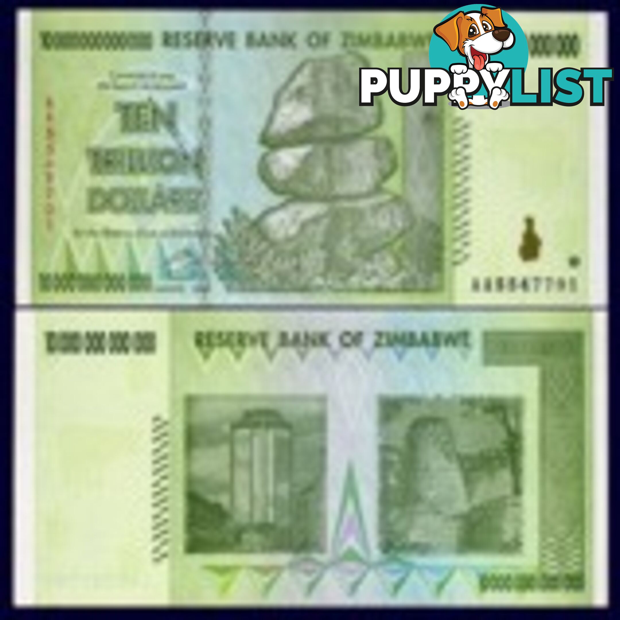 Zimbabwe 10 Trillion Banknote 2008 UNC AA++