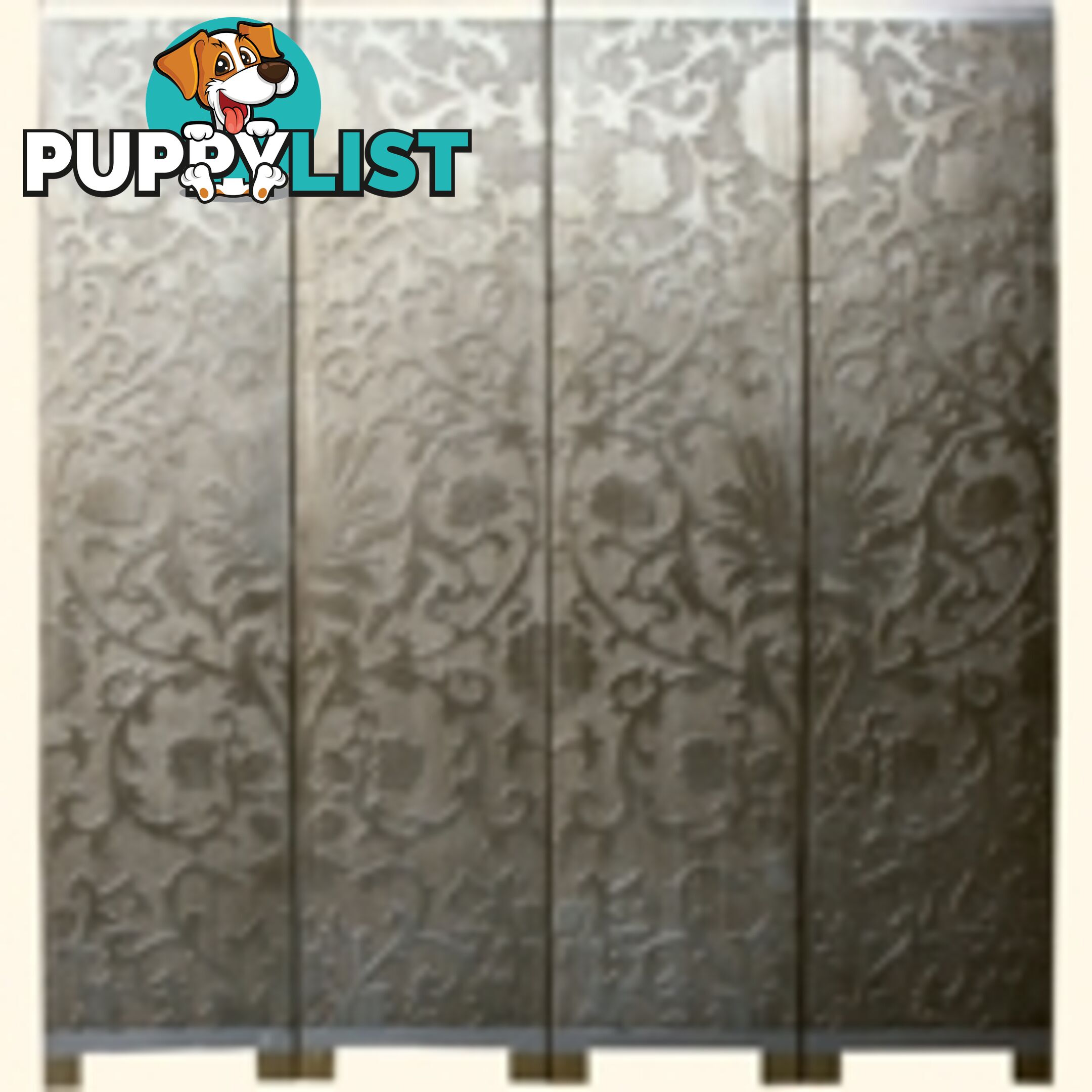 French Silver Room Divider Screen - Sun Flowers