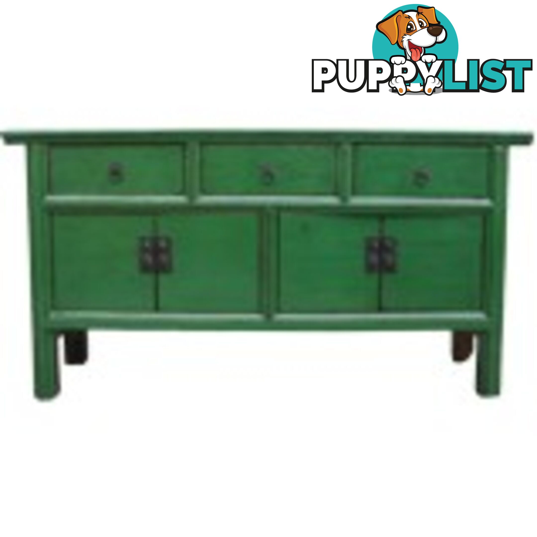 Green Lacquered Wood Low Sideboard Buffet
