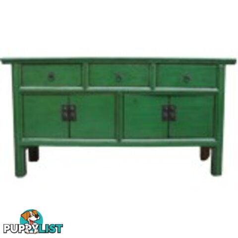 Green Lacquered Wood Low Sideboard Buffet