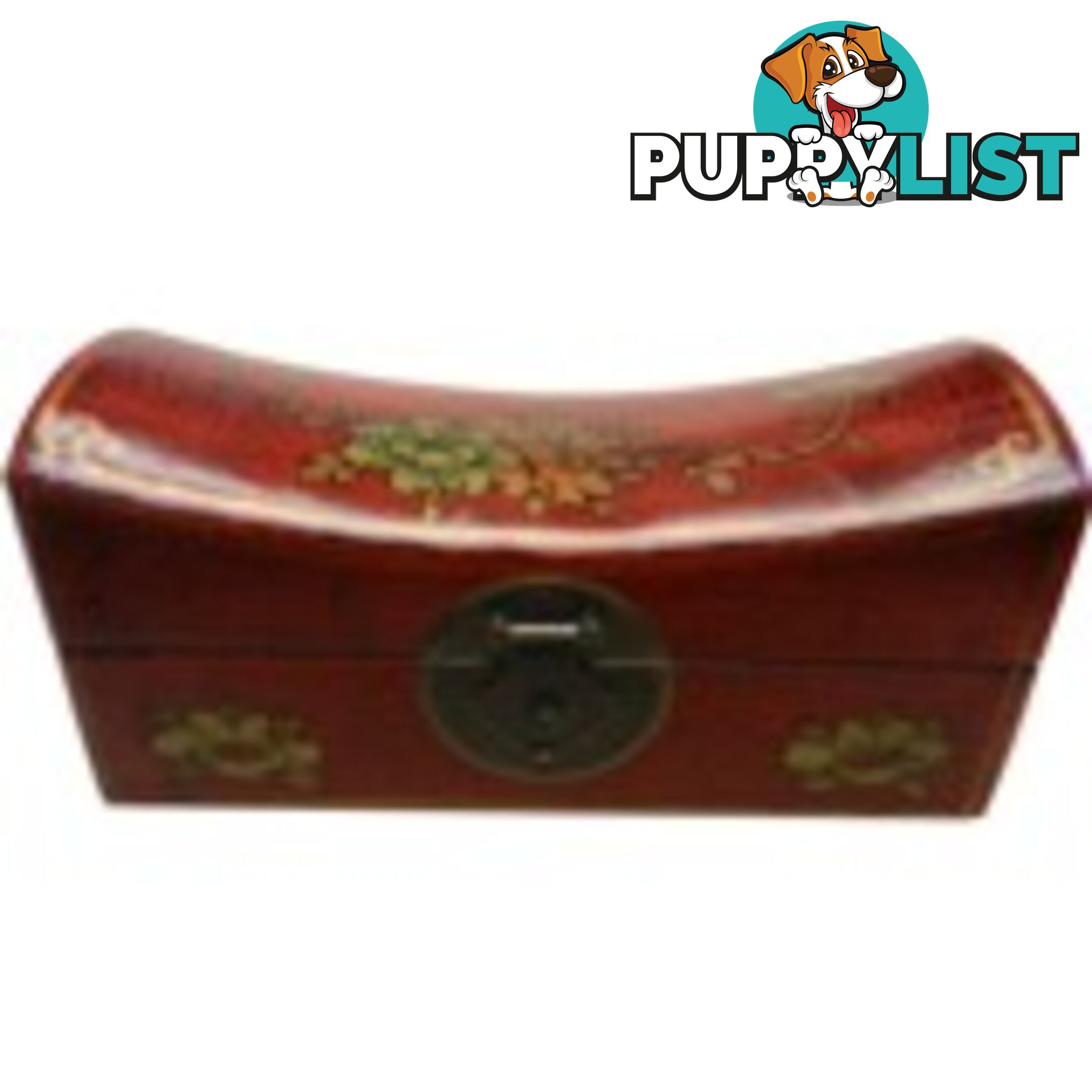 Large Red Painted Flora Chinese Jewellery Box