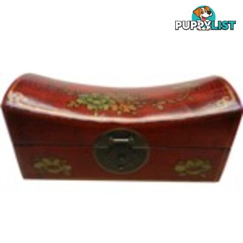 Large Red Painted Flora Chinese Jewellery Box