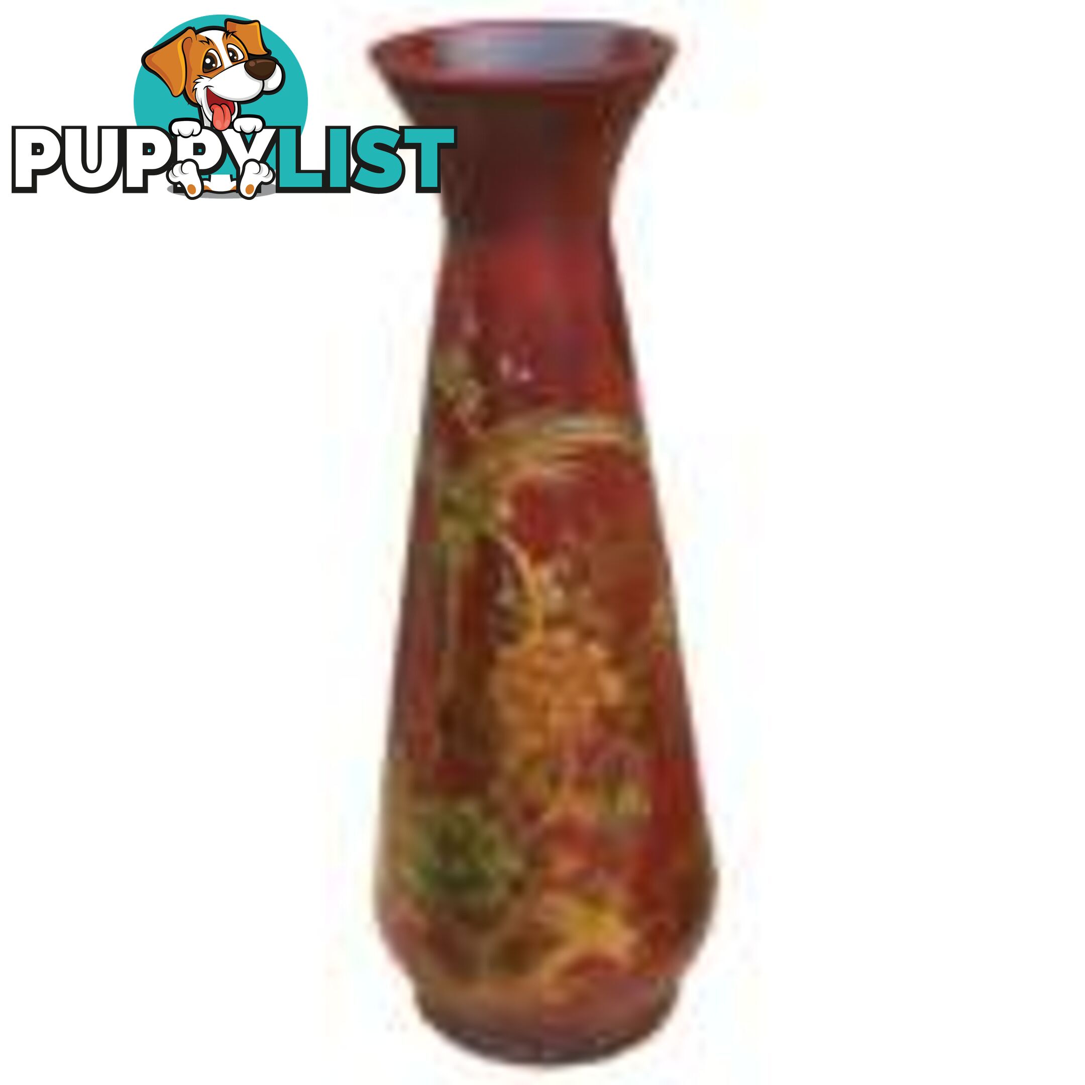 Red Painted Chinese Wood Vase