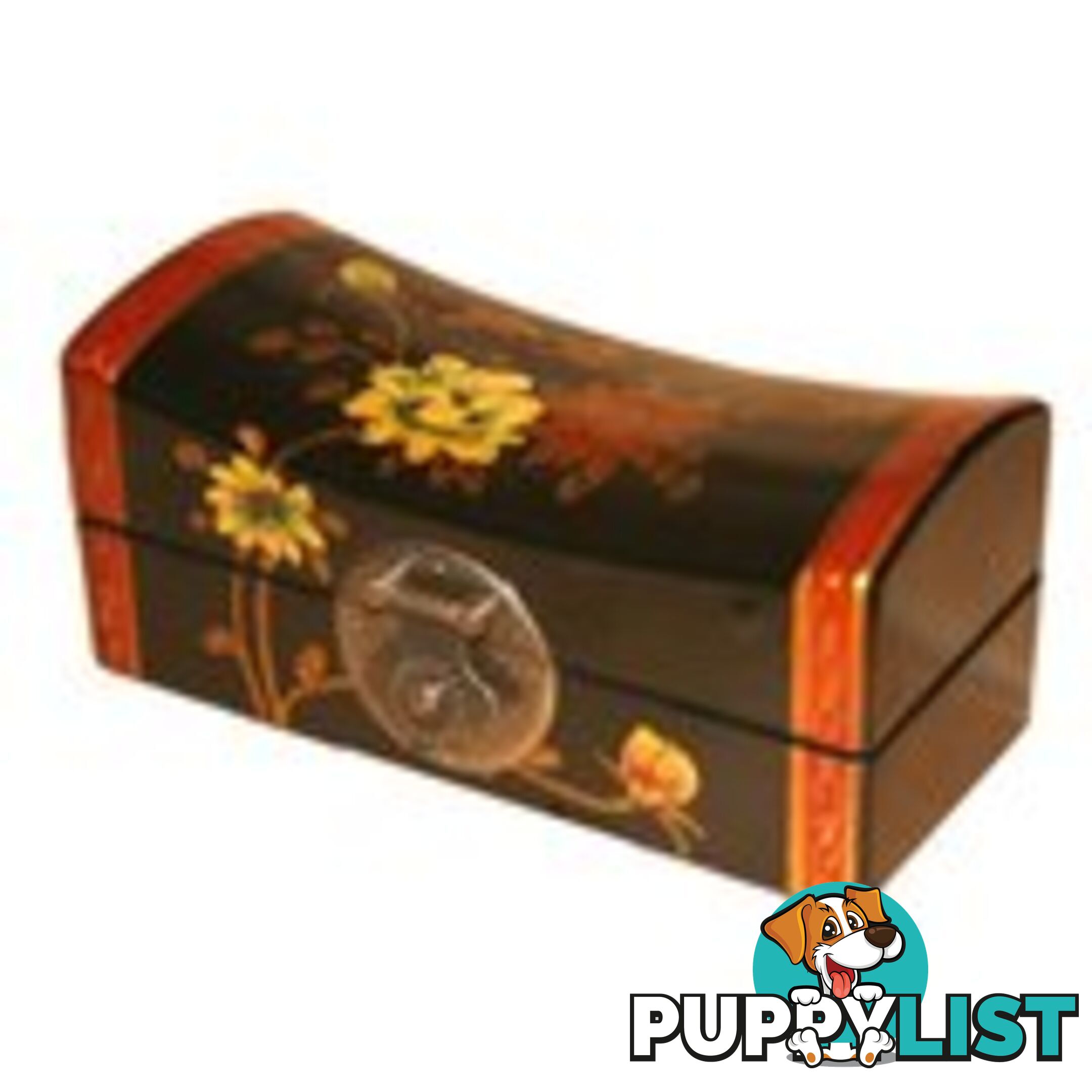 Black Hand Painted Flora Chinese Jewellery Box