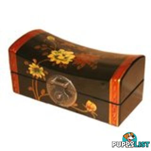 Black Hand Painted Flora Chinese Jewellery Box