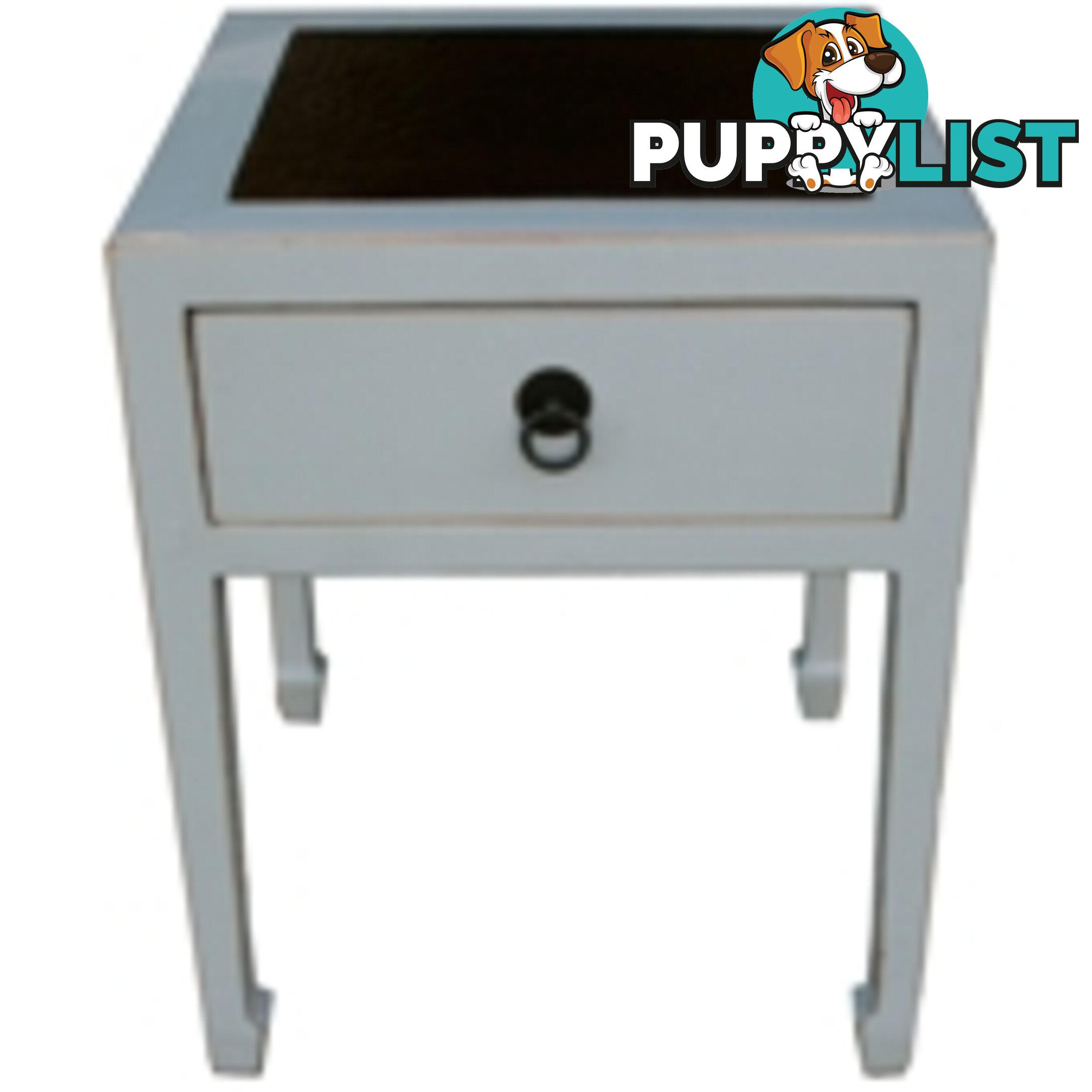 Chinese Grey Rattan Top Side Table