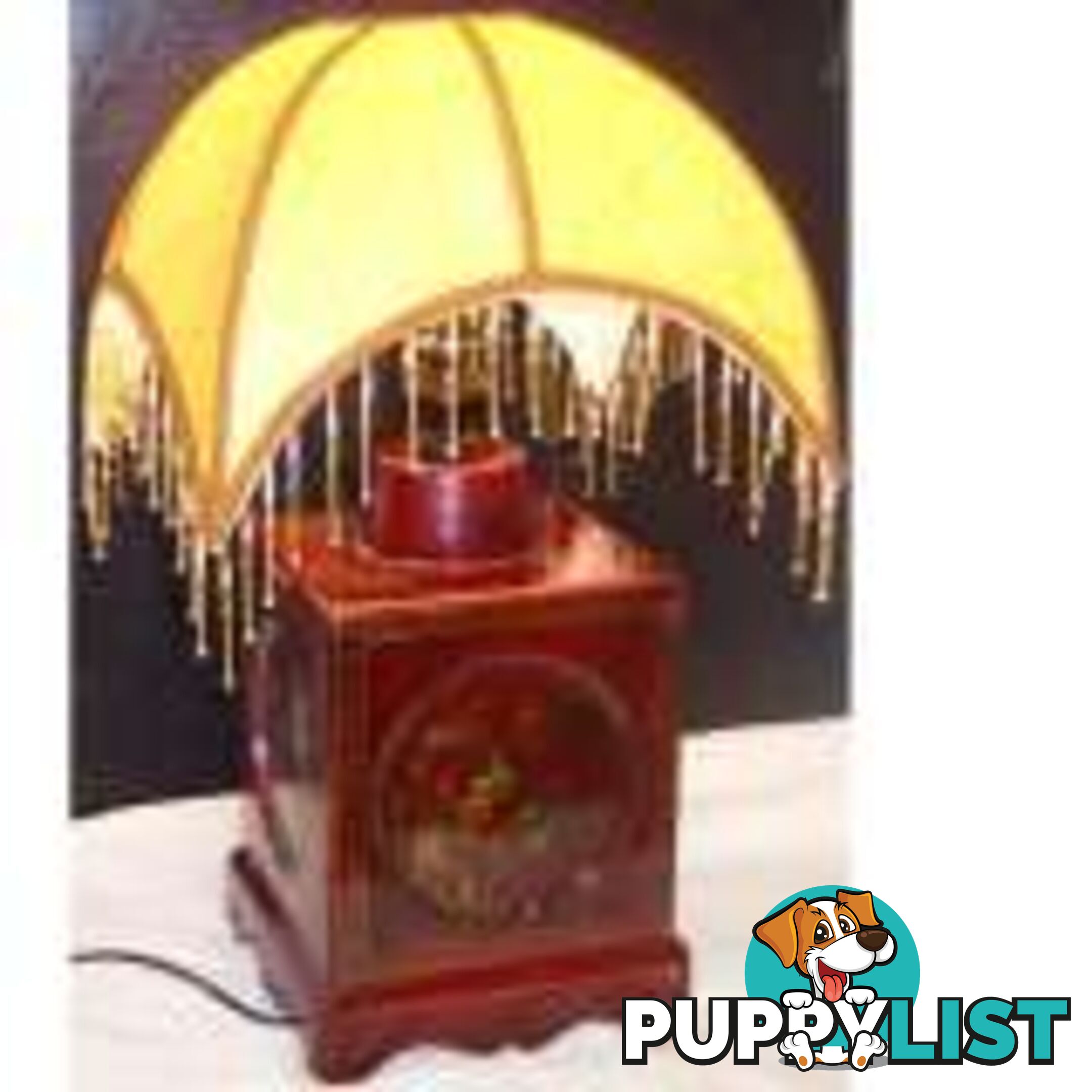 Red Oriental Square Base Lamp with Lampshade