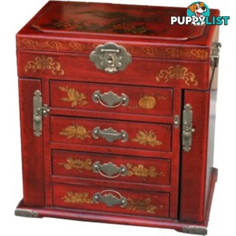 Four Drawers Two Side Doors Red Mirror Box