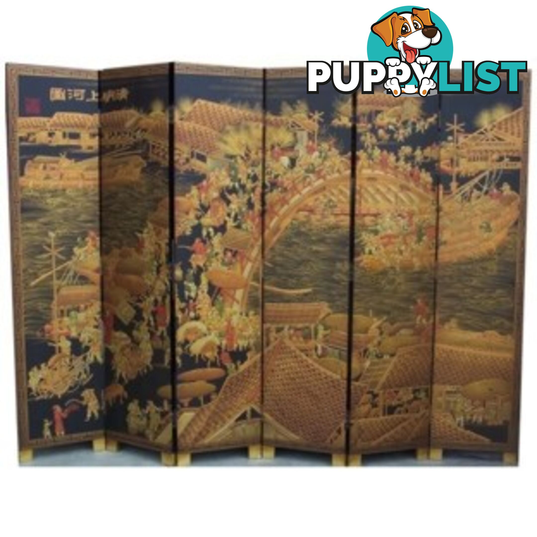 Oriental Chinese Upper River During Qing Ming Festival Screen Room Divider