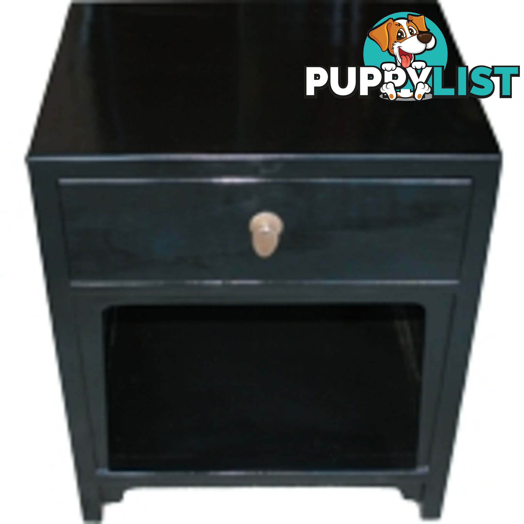 Black Oriental Bedside Table