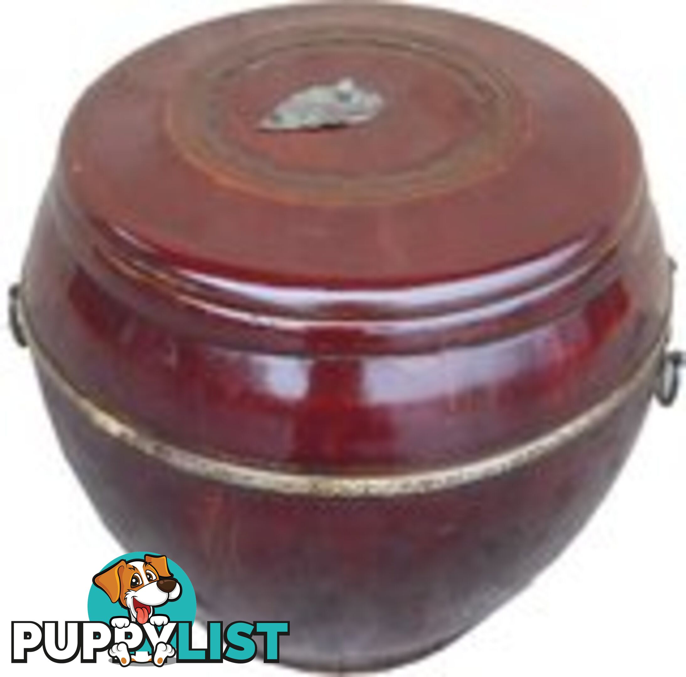 Maroon Round Wood Rice Container Box with Lid