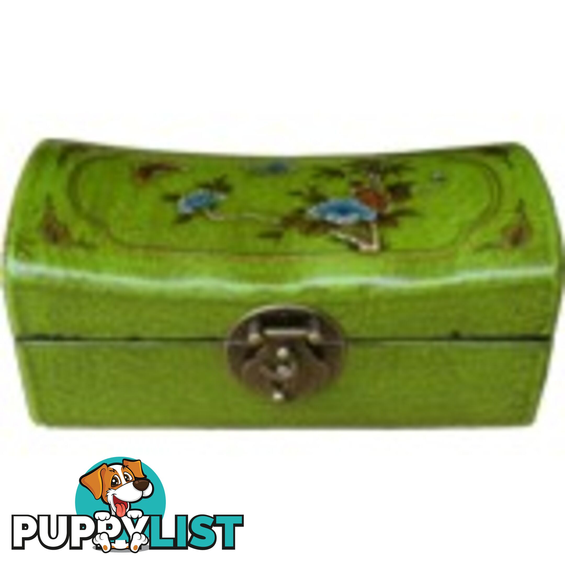 Green Chinese Painted Jewellery Box