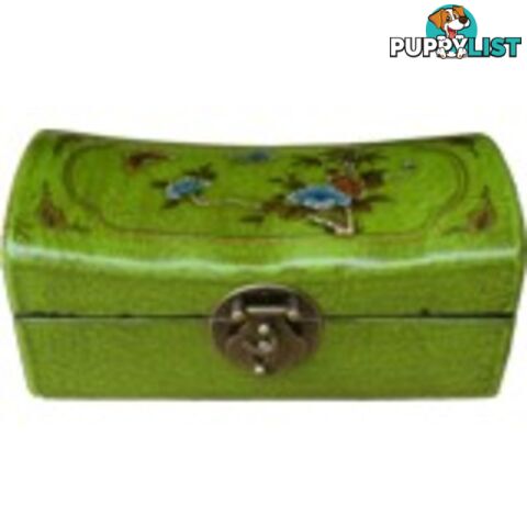 Green Chinese Painted Jewellery Box