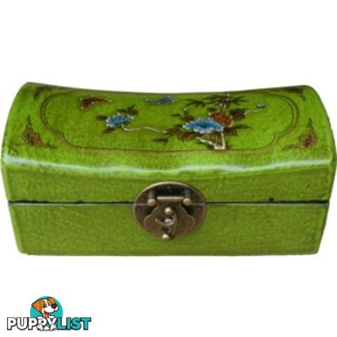 Green Chinese Painted Jewellery Box