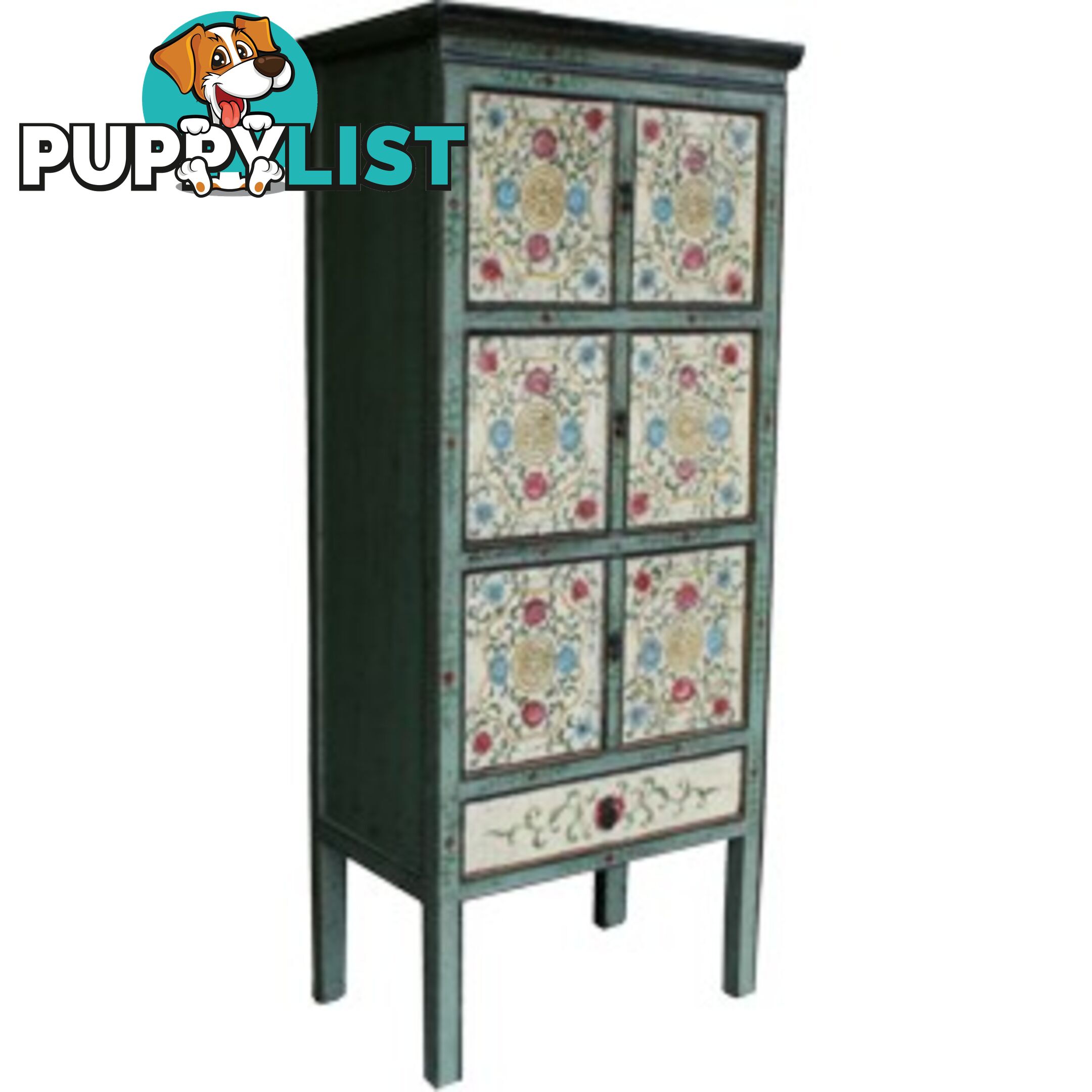 Tibetan Cabinet with Flora Painting