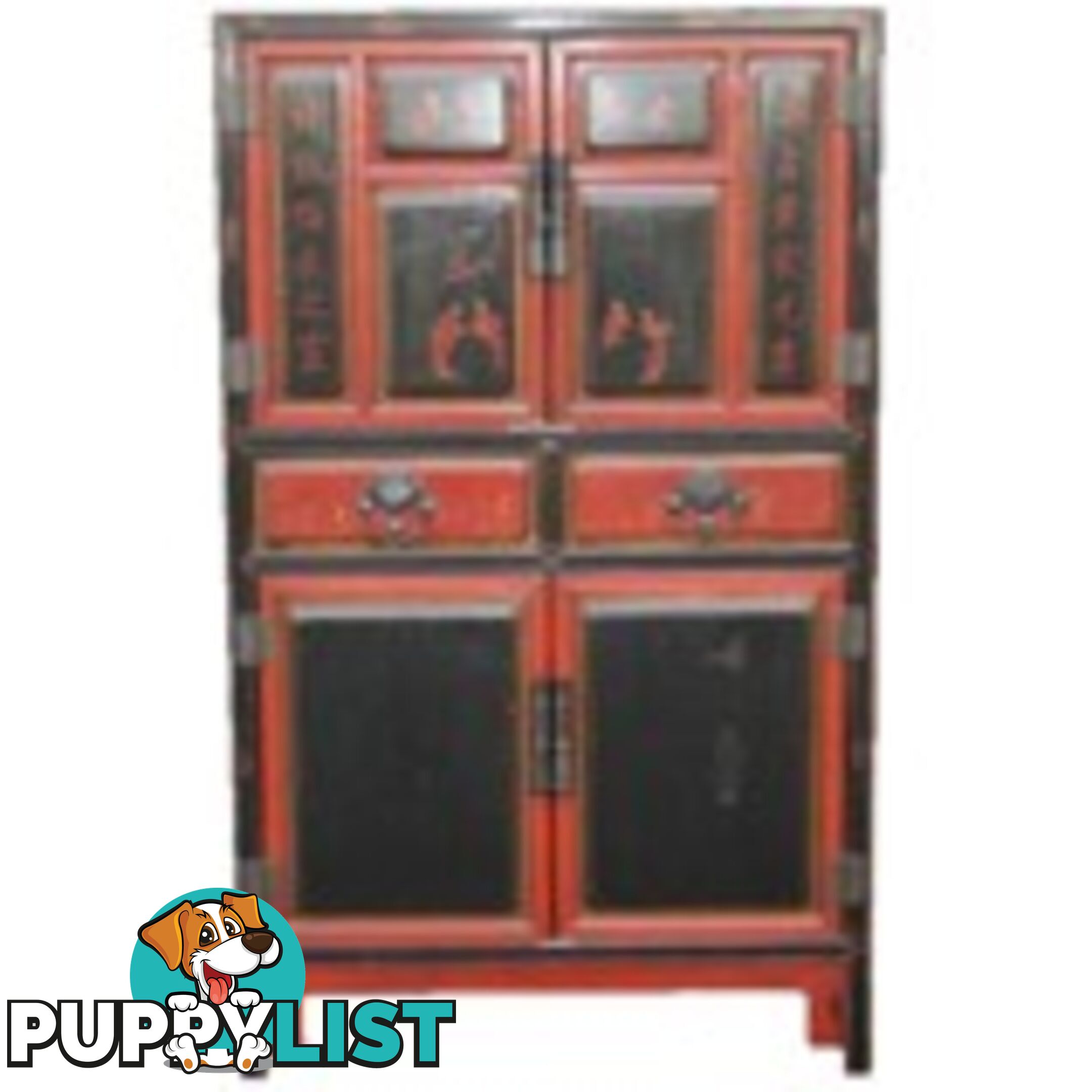 Large Original Chinese Antique Cabinet with Paintings