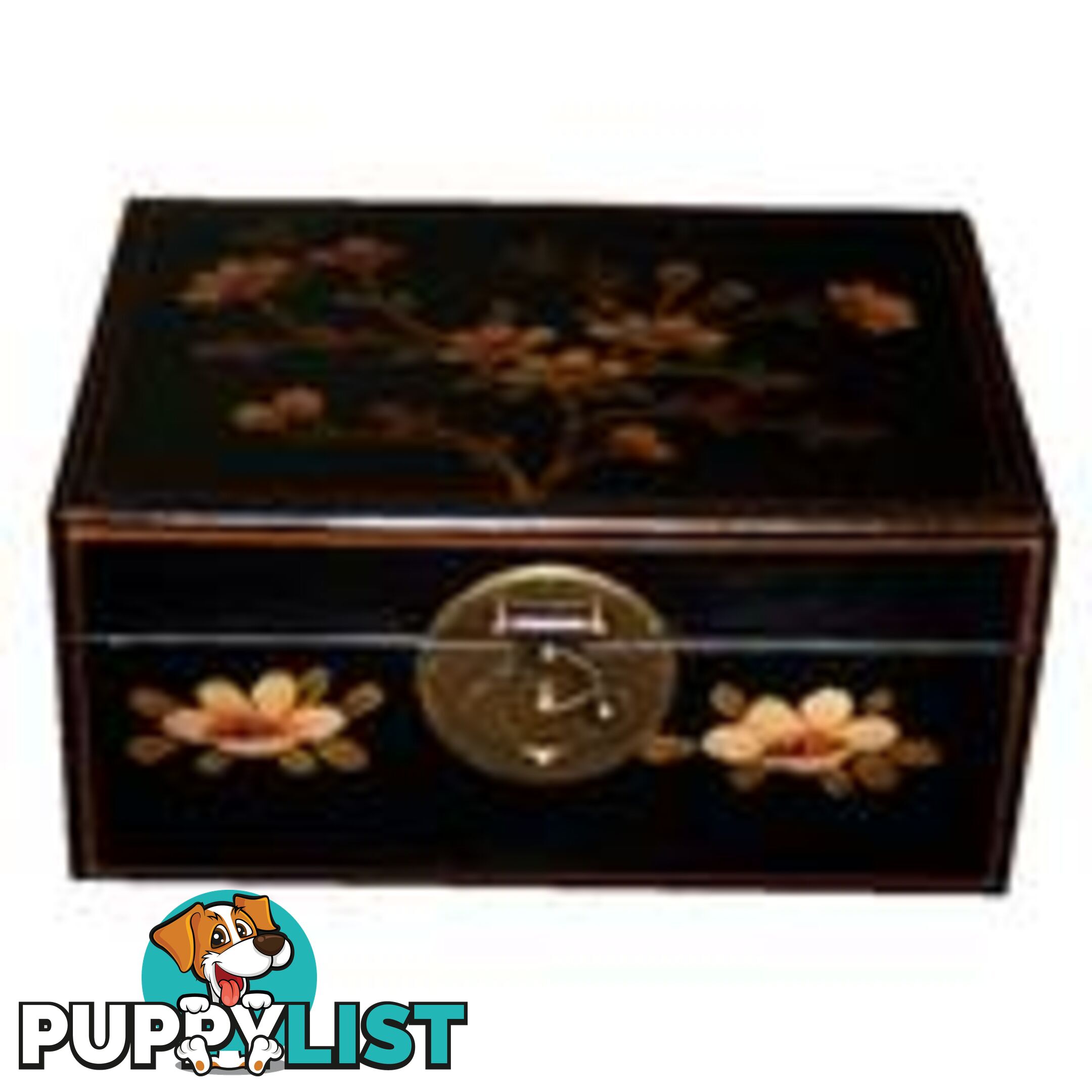 Medium Black Painted Asian Box