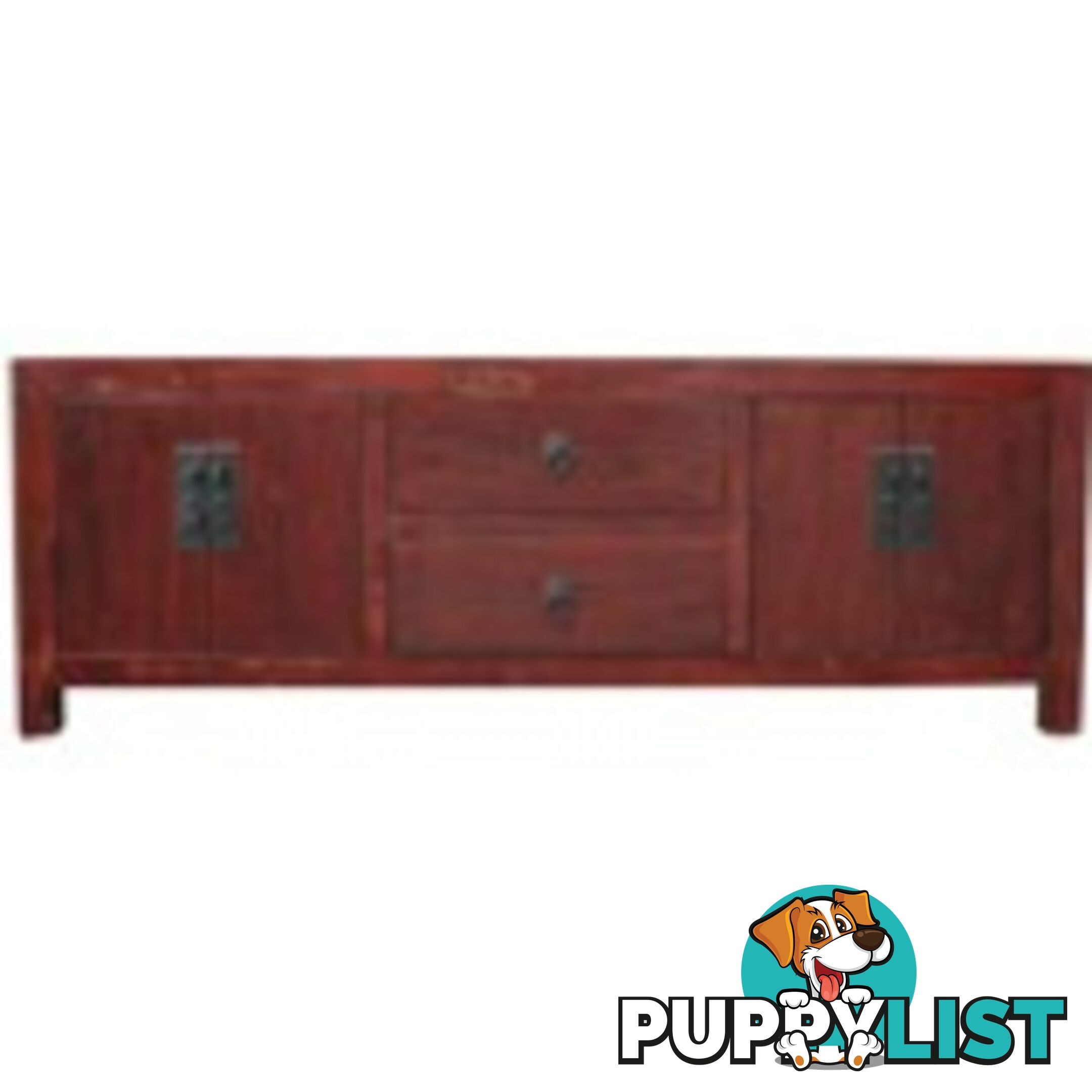 Brown Lacquered Wood Low Sideboard Buffet