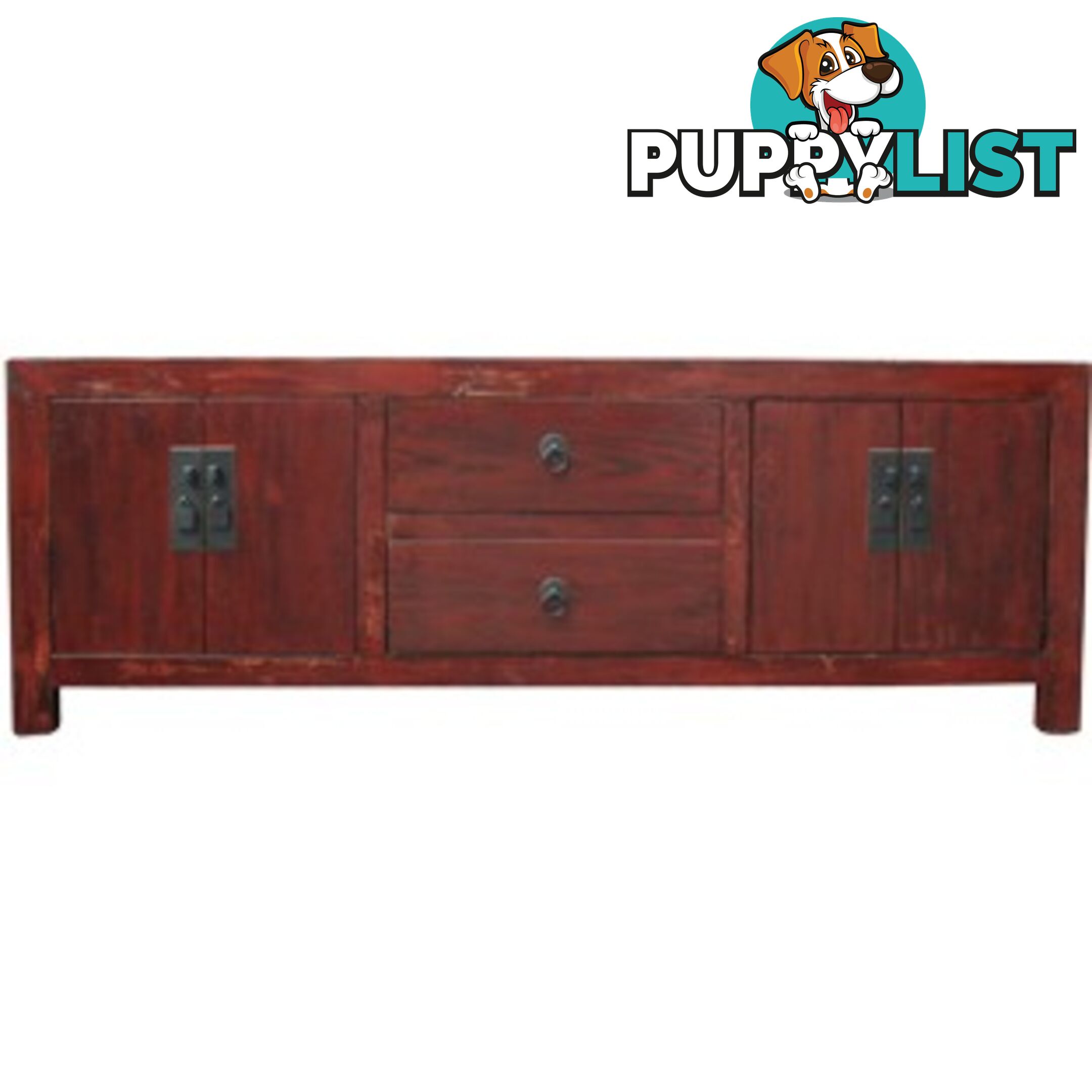 Brown Lacquered Wood Low Sideboard Buffet