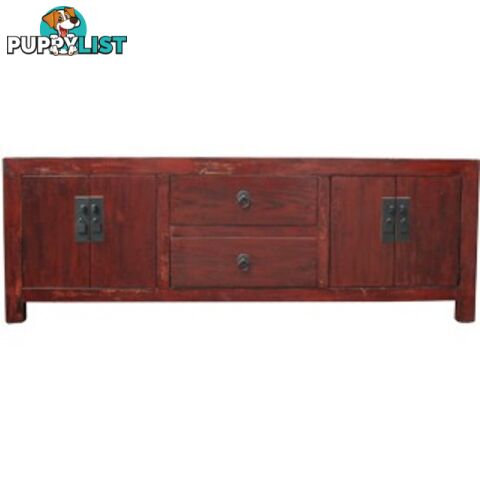 Brown Lacquered Wood Low Sideboard Buffet