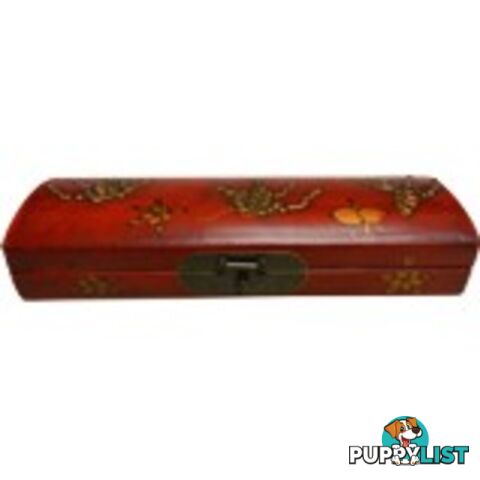 Red Oriental Embossed Butterfly Pencil Case