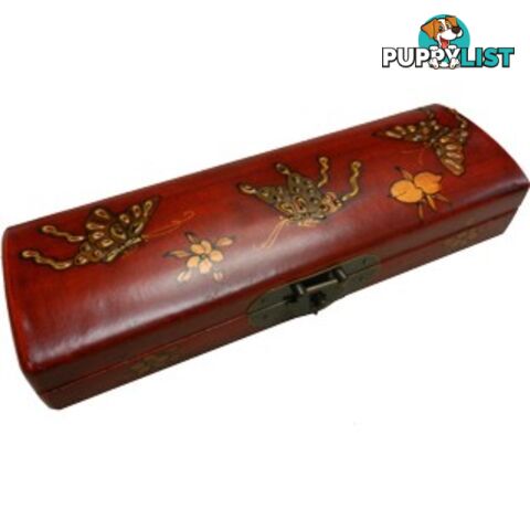 Red Oriental Embossed Butterfly Pencil Case