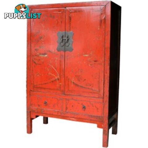 Large Original Chinese Antique Painted Wedding Cabinet