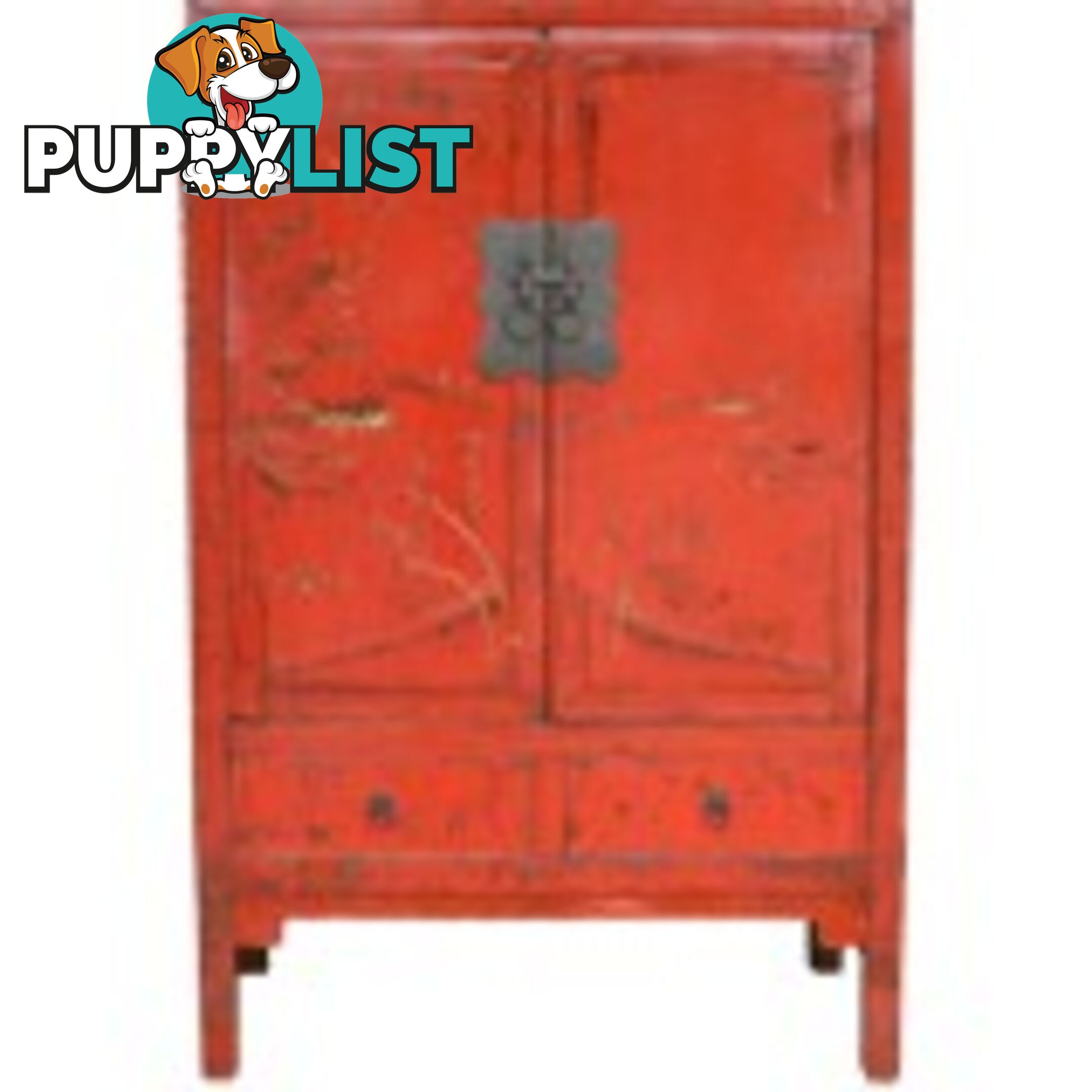 Large Original Chinese Antique Painted Wedding Cabinet