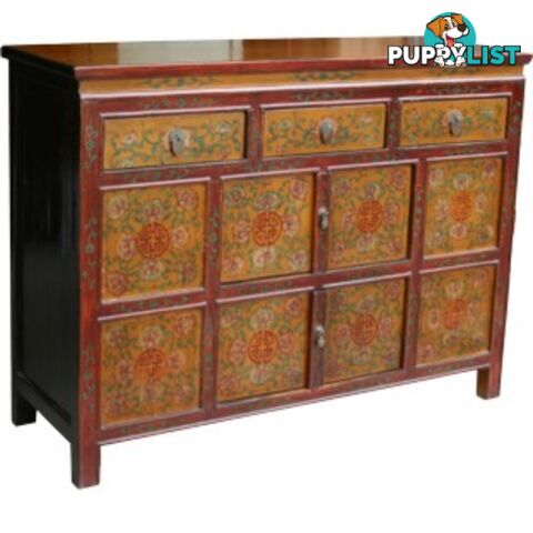 Chinese Antique Tibetan Painted Sideboard Cabinet