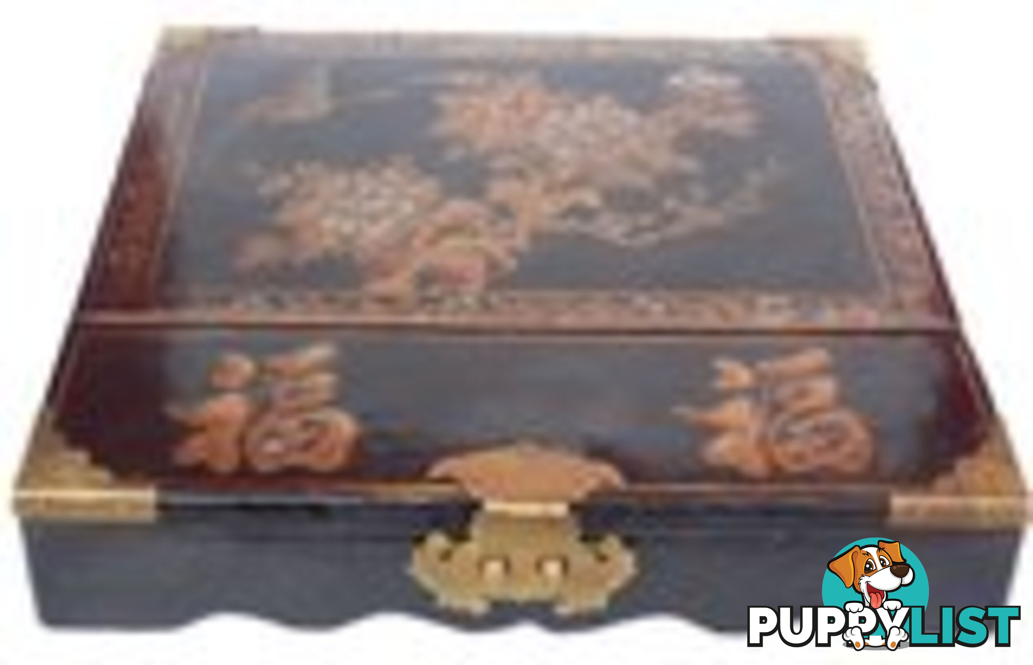 Black Chinese Painted Mirror Box