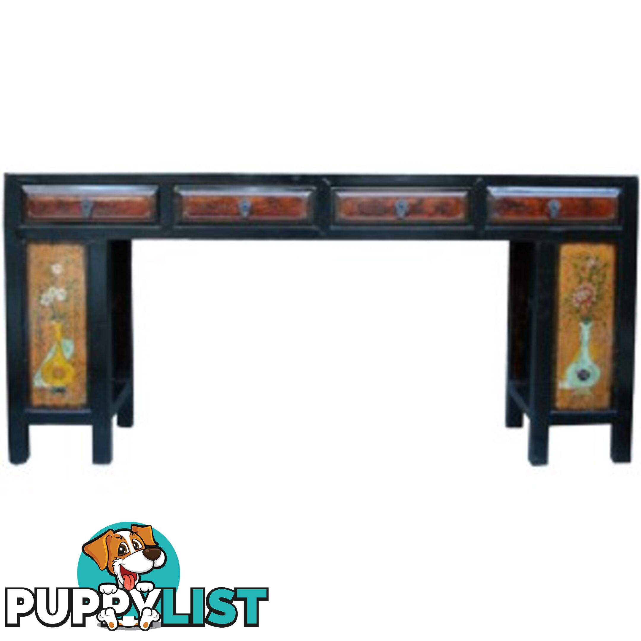 Original Mandarin Chinese Four Drawer Painted Long Table