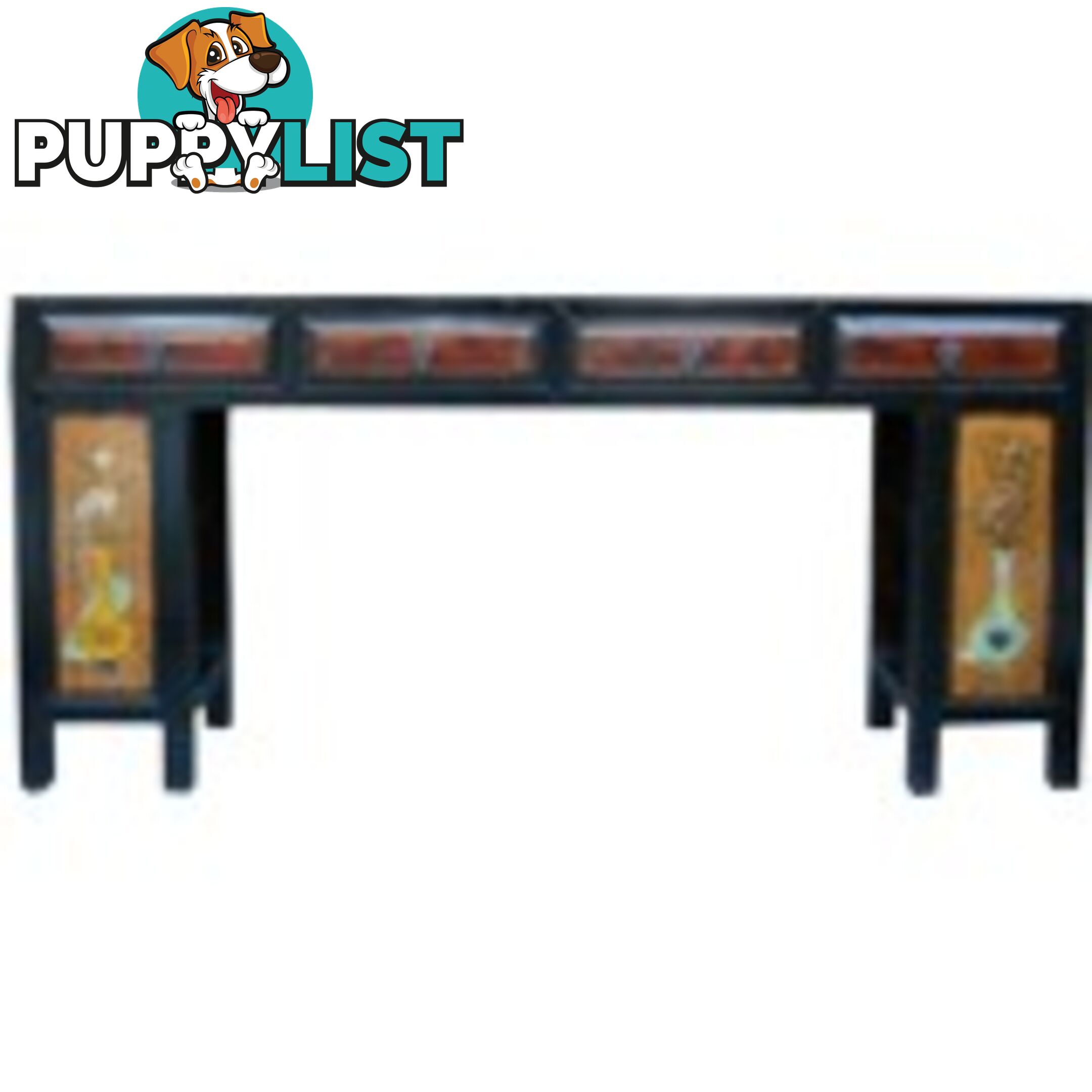 Original Mandarin Chinese Four Drawer Painted Long Table