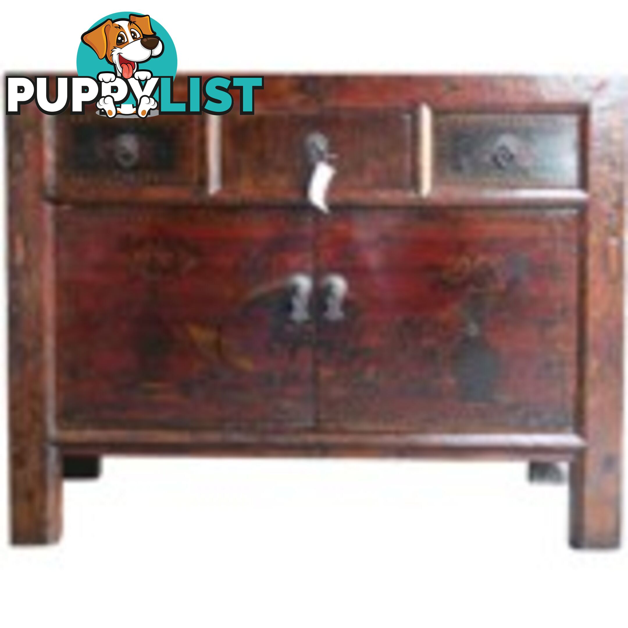 Original Chinese Red Painted Sideboard