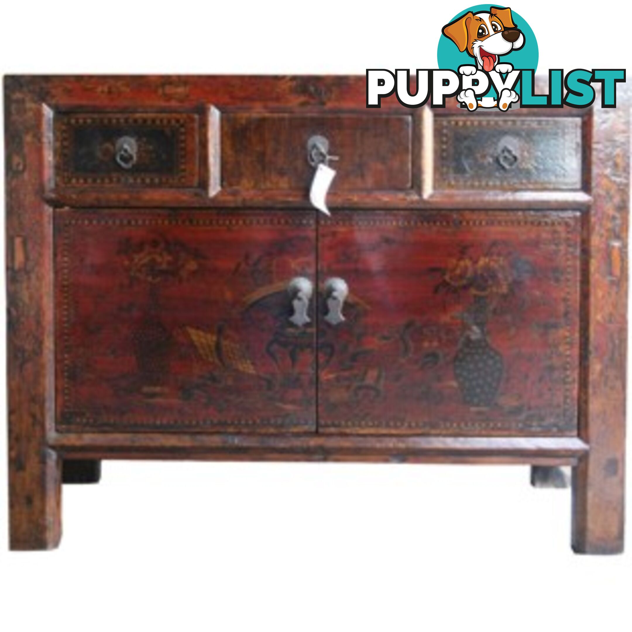 Original Chinese Red Painted Sideboard