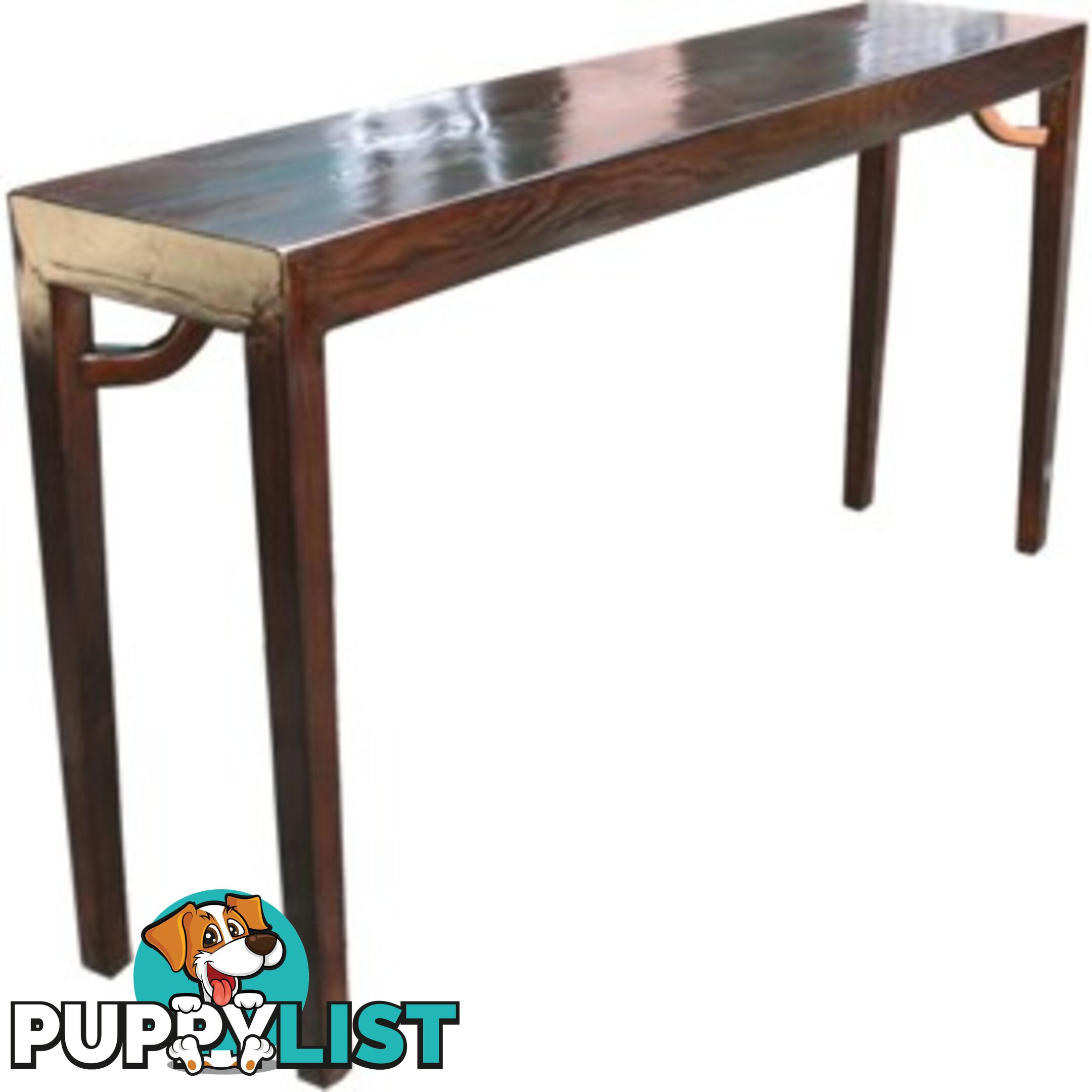 Chinese Dark Brown Console Table with Corner Legs