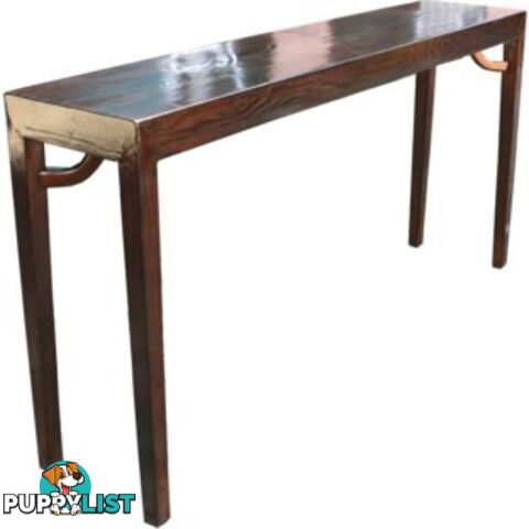 Chinese Dark Brown Console Table with Corner Legs