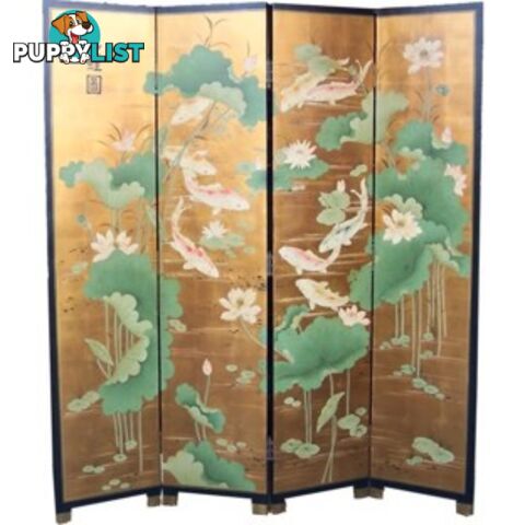 Chinese Gold Koi Fish Room Divider Screen