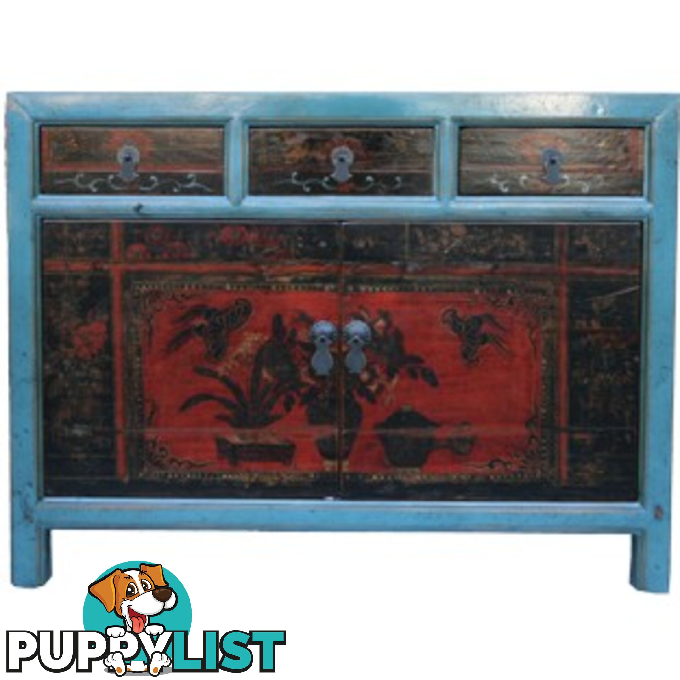 Short Antique Mongolian Sideboard