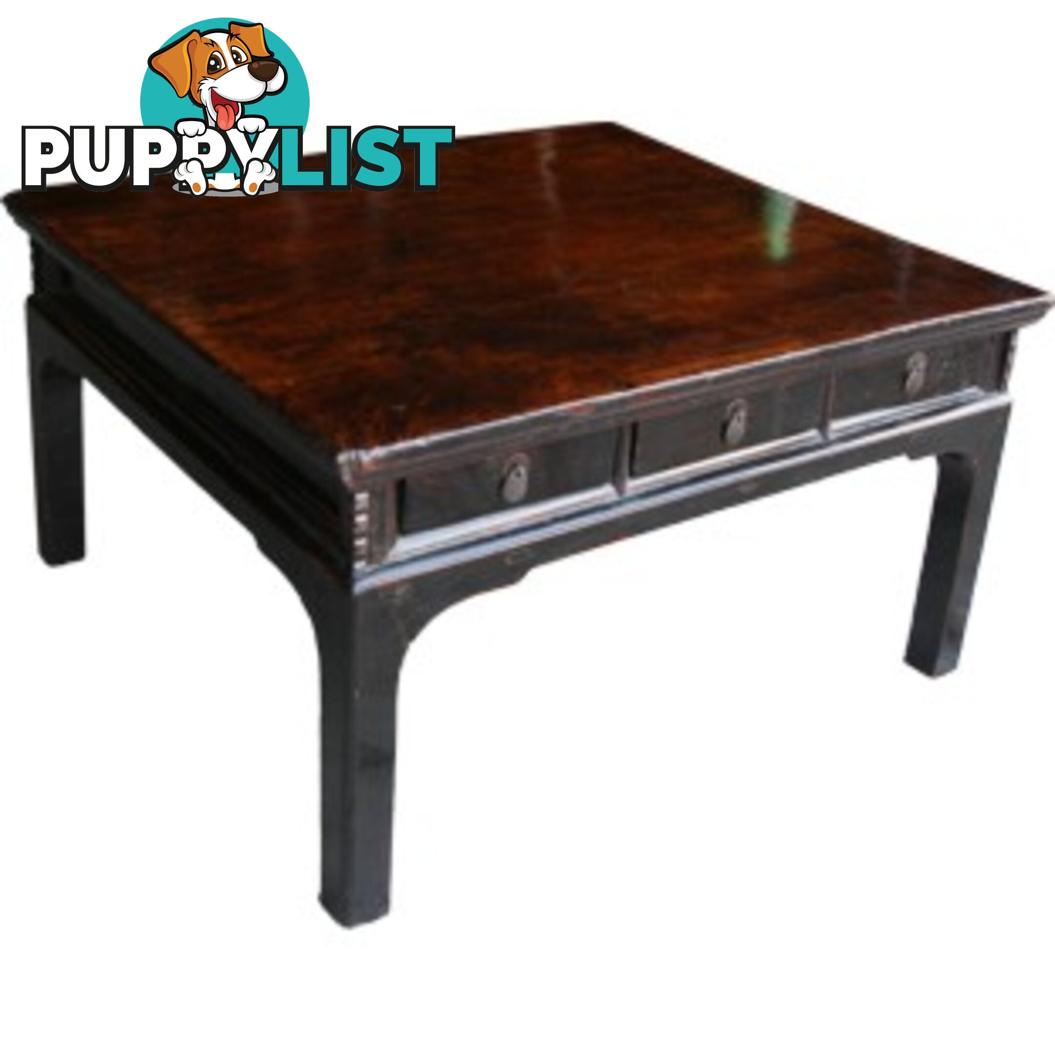 Brown Four Drawers Asian Antique Coffee Table