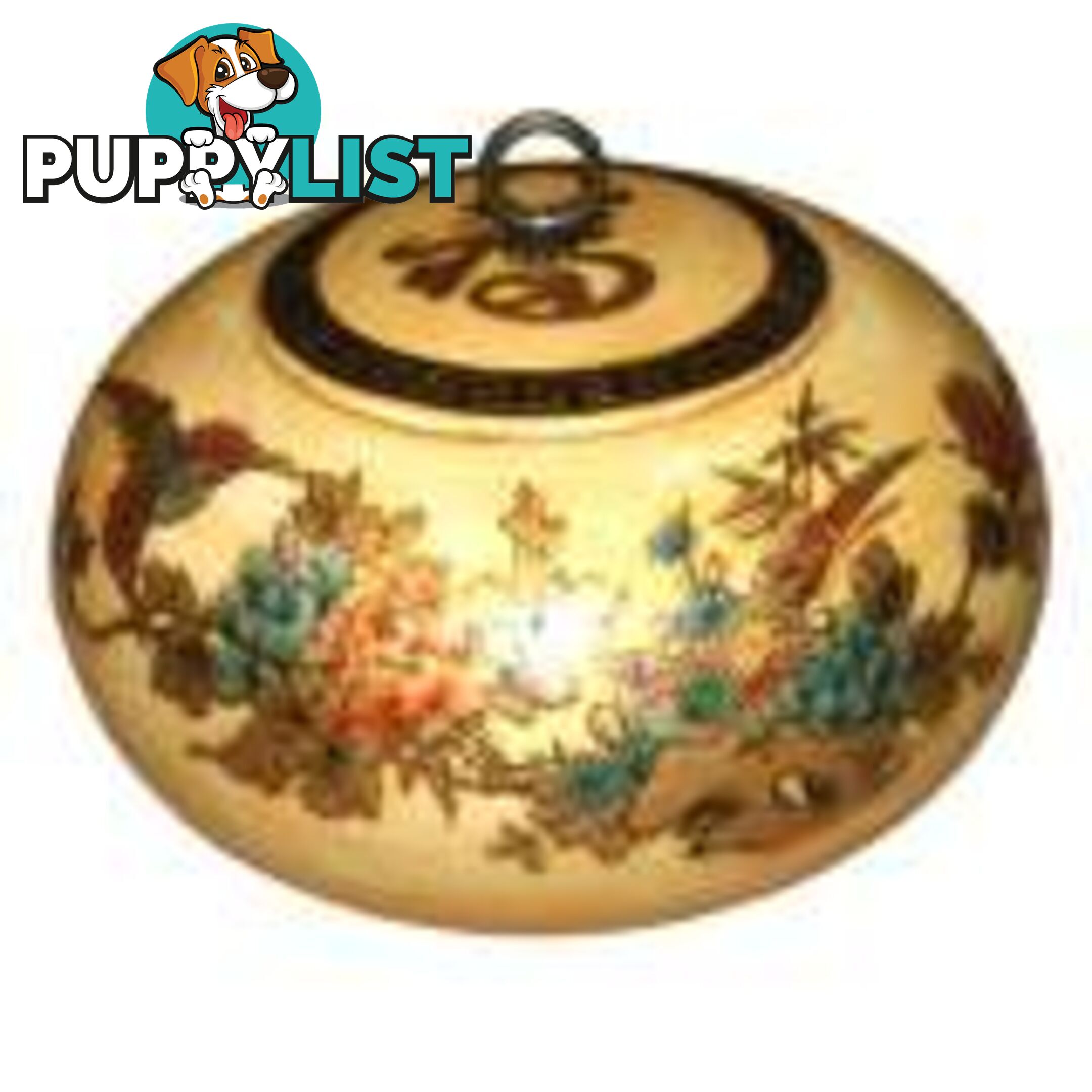 Beige Round Hand Painted Chinese Wood Box